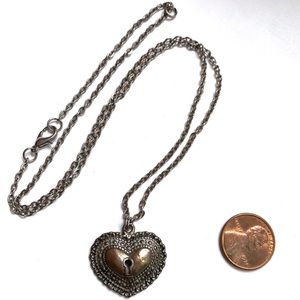Rustic Sweet Heart Lock Pendant Necklace
